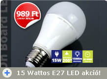 15 Wattos E27 LED lámpa akció!