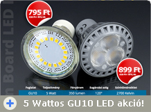 5 Wattos Gu10 LED lámpa akciók!