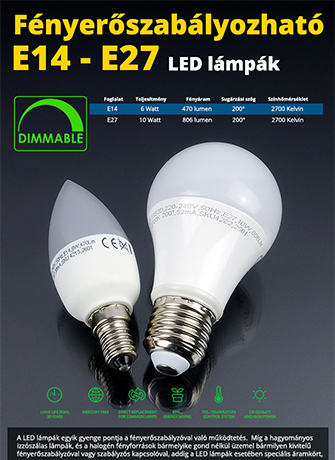 Dimmelhető E14-es és E27-es LED lámpák