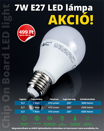 E27 7 Wattos LED lámpa akció!