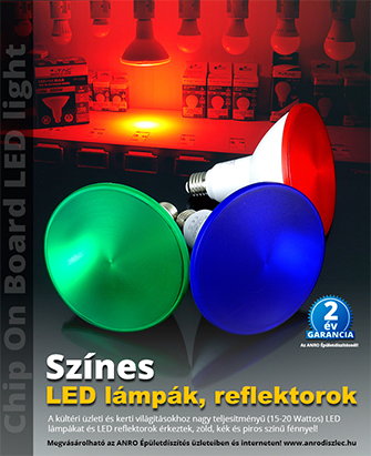 Színes LED lámpák és LED reflektorok