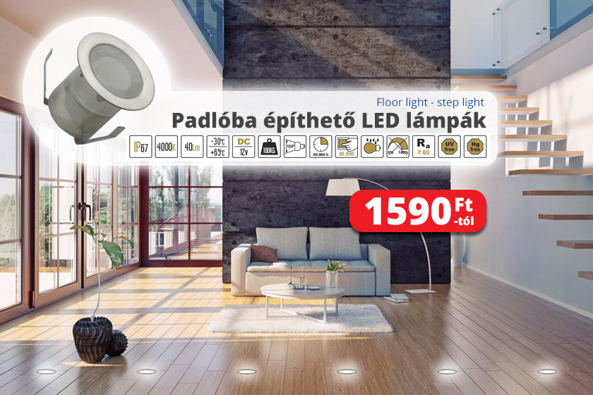 Padlóba - parkettába építhető LED lámpák