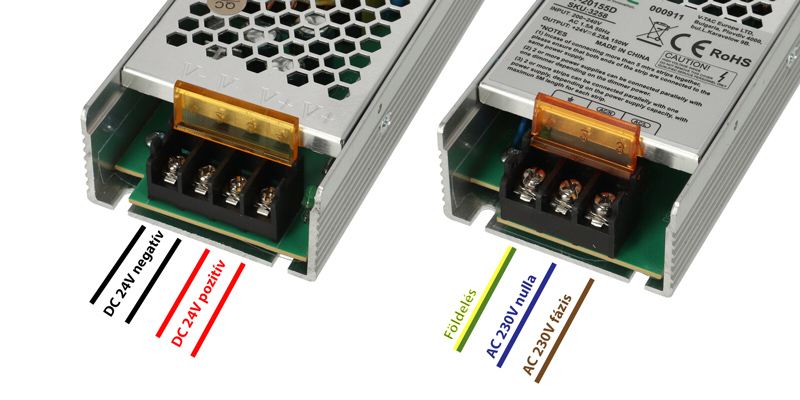 Ipari LED tápegységek csatlakoztatása