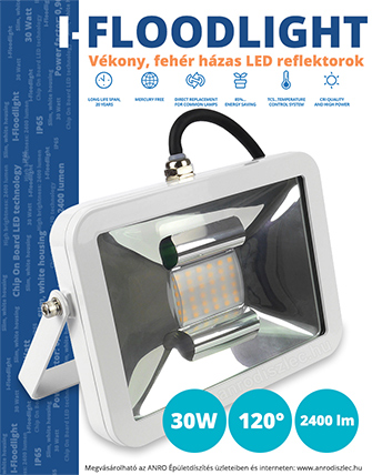 Fehér házas design reflektorok 30 Watt