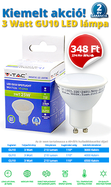 3 Wattos GU10 LED lámpa 399 Ft!
