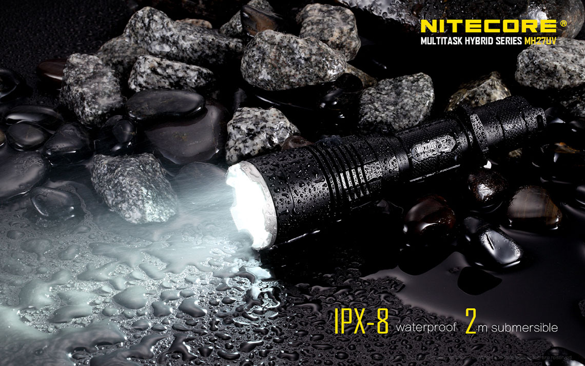 A Nitecore-tól megszokott IPX8 védelem (2 méter mélységig folyamatosan üzemeltethető)