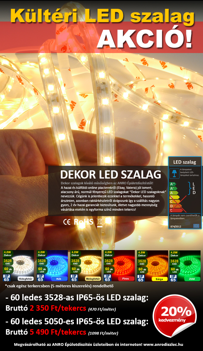 Olcsó kültéri LED szalagok érkeztek! Olcsó kültéri LED szalagok érkeztek!