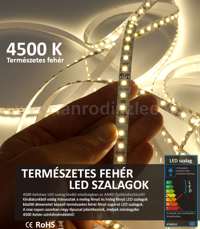 Természetes fehér LED szalagok Természetes fehér LED szalagok