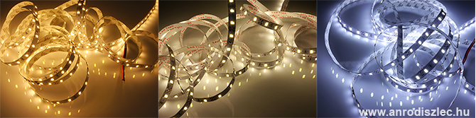 5630-as LED szalagok meleg fehér, természetes fehér és hideg fehér színhőmérséklete 5630-as LED szalagok meleg fehér, természetes fehér és hideg fehér színhőmérséklete