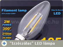 Izzószálas LED lámpa E14-es foglalatba