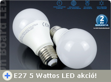 E27-es foglalatú, 5 Wattos LED lámpa akció!