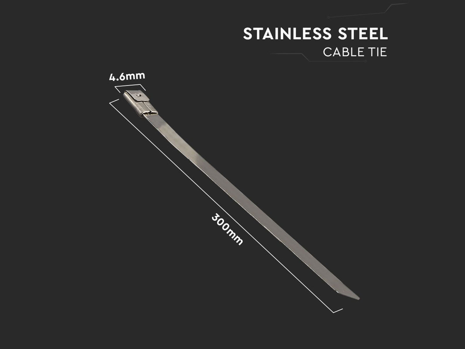 V-TAC Fém gyorskötöző, kábel kötegelő (4.6x300 mm - 100 darab