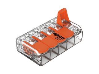 221 Wago új karos (csatos) vezeték összekötő, 5 x 4mm² vezetékes (25 db)