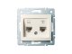 DOMO - Számítógép aljzat Cat5e-RJ11, keret nélkül, krémszínű
