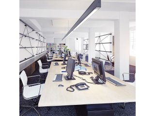 Slim irodai függeszthető LED lámpatest (40W) fekete ház - 6400K - sorolható