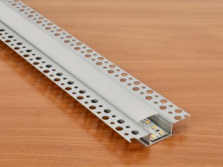 ALP-013 Ezüst - Gipszkartonba süllyeszthető alu profil LED szalaghoz (Opál búrával)