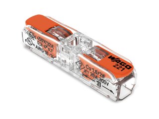221 Wago új karos (csatos) vezeték összekötő, 2 x 4mm² vezetékes, keskeny (60 db)