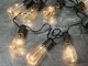 Napelemes LED fényfüzér, kültéri - meleg fehér filament izzókkal (10 db izzó, 3.8 méter, 1 Watt)
