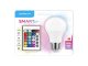 LED lámpa E27 (9.4W/200°) Körte, A60 - RGB+természetes fehér, távirányítható