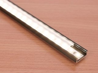 Type-D Fekete - Alumínium U profil LED szalagos világításhoz 16x6 mm (Átlátszó búrával)