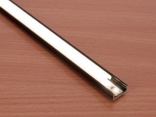 Type-D Fekete - Alumínium U profil LED szalagos világításhoz 16x6 mm (Opál búrával)