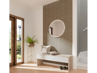 - Fa hatású, hangszigetelő lamellához záróelem (260 cm x 2 cm x 1.2 cm) - Világos tölgy