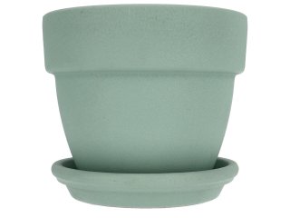 Agyagvirágcserép alátéttel, kerek - menta (16 cm/1.3l)