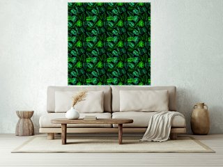 Öntapadós mintás tapéta - fekete, levél mintával (49 cm szélesség)