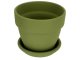 Agyagvirágcserép alátéttel, kerek - zöld (16 cm/1.3l)