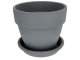 Agyagvirágcserép alátéttel, kerek - szürke (20 cm/2,7l)