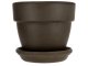 Agyagvirágcserép alátéttel, kerek, fagyálló - barna (16 cm/1,3l)