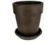 Agyagvirágcserép alátéttel, kerek, fagyálló - barna (19 cm/3,7l)