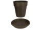 Agyagvirágcserép alátéttel, kerek, fagyálló - barna (19 cm/3,7l)