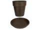 Agyagvirágcserép alátéttel, kerek, fagyálló - barna (23 cm/6,5l)