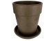 Agyagvirágcserép alátéttel, kerek, fagyálló - barna (27 cm/11l)