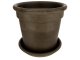 Agyagvirágcserép alátéttel, kerek, fagyálló - barna (33 cm/ 12,8l)