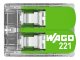 221 Wago Green Range új karos (csatos) vezeték összekötő, 2 x 4mm² vezeték nyílásos (100 db)