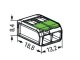 221 Wago Green Range új karos (csatos) vezeték összekötő, 2 x 4mm² vezeték nyílásos (100 db)