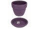 Agyagvirágcserép alátéttel, kerek - lila (16 cm/1.3l)