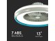 Mennyezeti ventilátor és LED lámpa, kék szegéllyel (7 lapát, 35W/CCT) távirányítóval