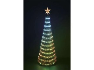 Műfenyő LED fényfűzérrel, csillaggal, 1.5 m, távirányítóval, időzítővel, RGB, 16 program