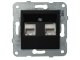 RJ45 CAT 5E dupla fali aljzat, keret nélkül, fekete