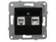 RJ45 CAT 5E + RJ11 CAT3 fali aljzat, keret nélkül, fekete