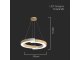 Design LED csillár (32W), fa és fehér színű - meleg fehér