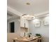 Design LED csillár (32W), fa és fehér színű - meleg fehér