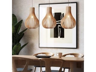 Tömör fa függeszték (E27) barna, 55 cm