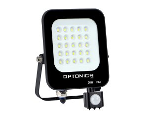 Mozgásérzékelős LED reflektor fekete (20W/1800lm) - Hideg fehér