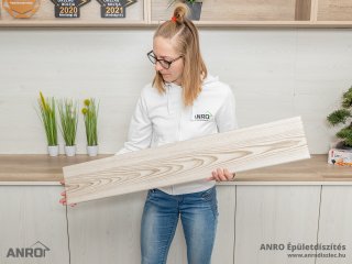 Fa deszka utánzatú polisztirol falpanel, beltéri dekorburkolat (100x16.6 cm) körtefa