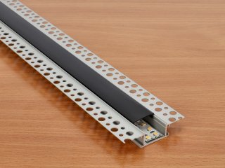 ALP-013 Ezüst - Gipszkartonba süllyeszthető alu profil LED szalaghoz (Fekete búrával)