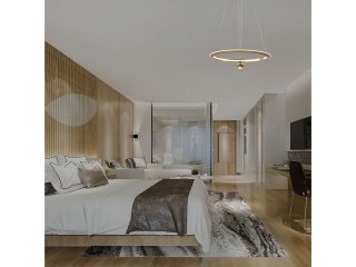 Design LED csillár (45W), arany színű - meleg fehér